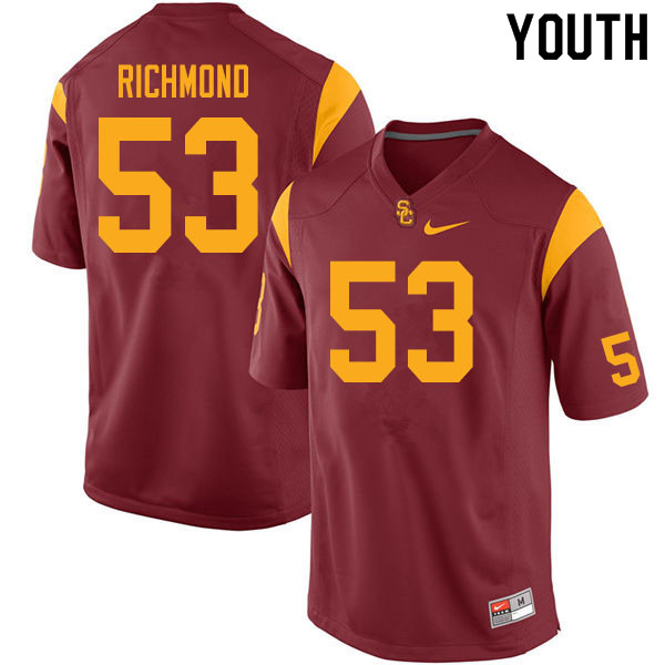 Youth #53 Drew Richmond USC Trojans College Football Jerseys Sale-Cardinal